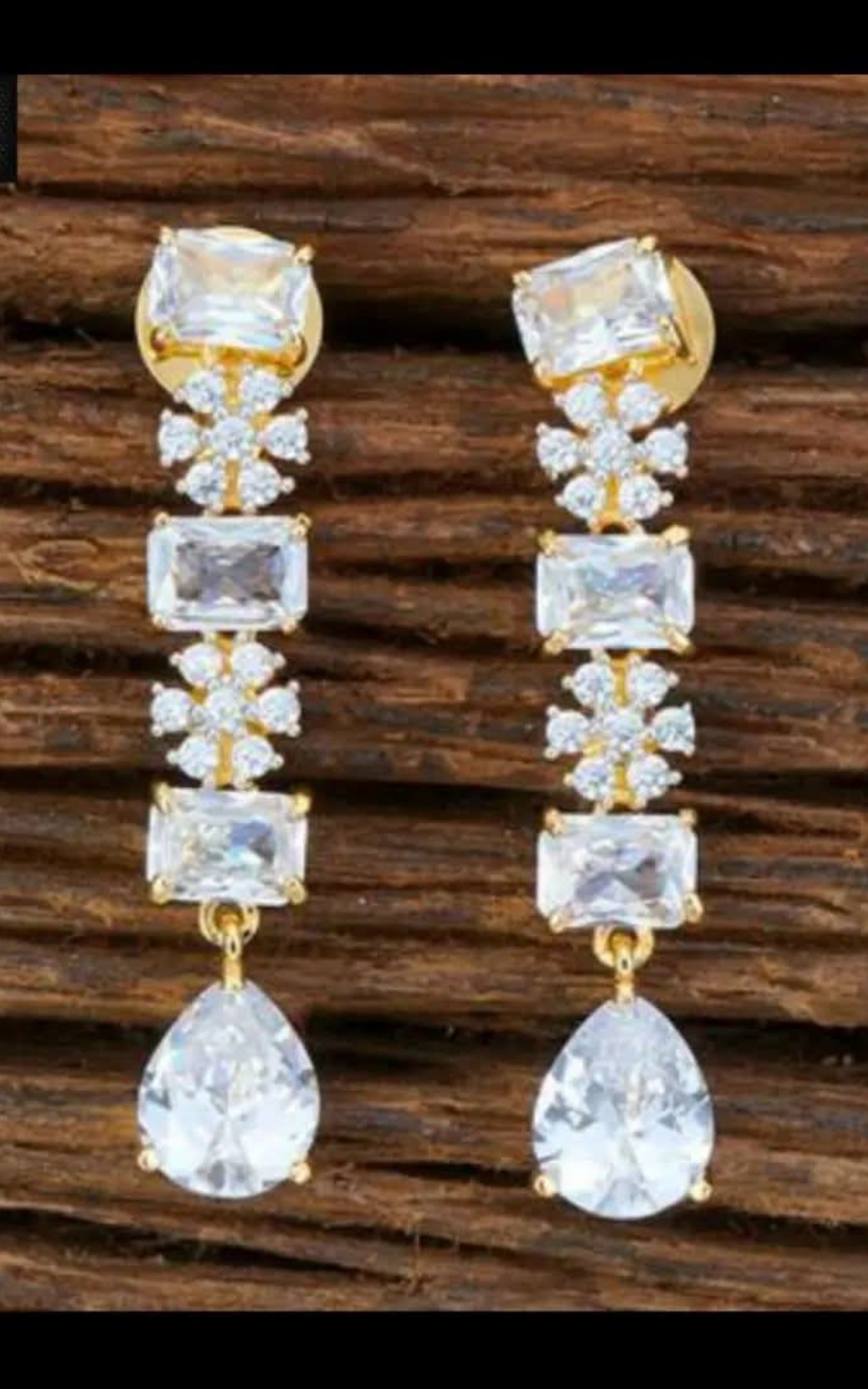 American diamond single line earring