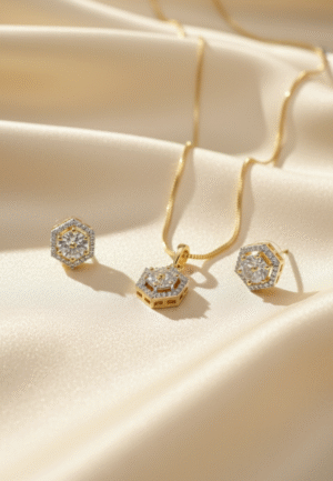 AD pendent set golden polish