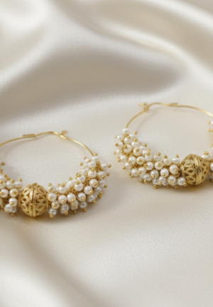 white pearls earrings