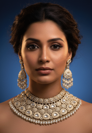 white pearl kundan bridal set