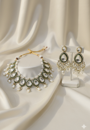 kundan white pearl set