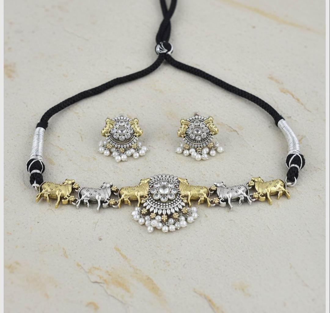 oxidised choker set